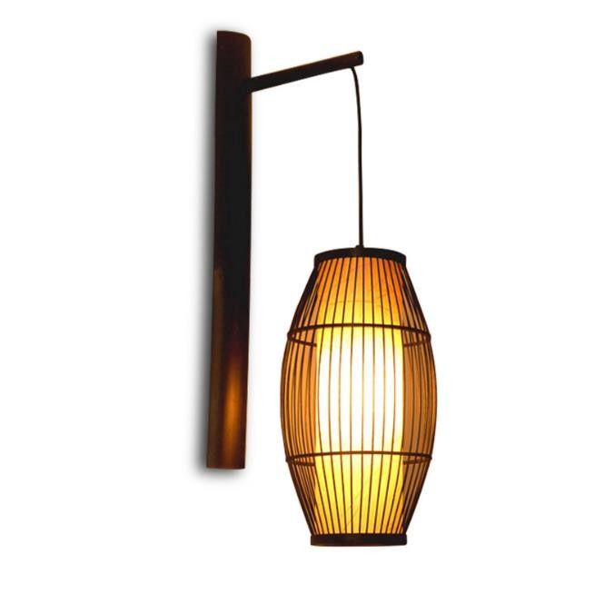 Chińska retro lampa ścienna z masywnego drewna - Hotel Bamboo lampy korytarzowe - antyczna lampy ścienne bambusowe latarnia