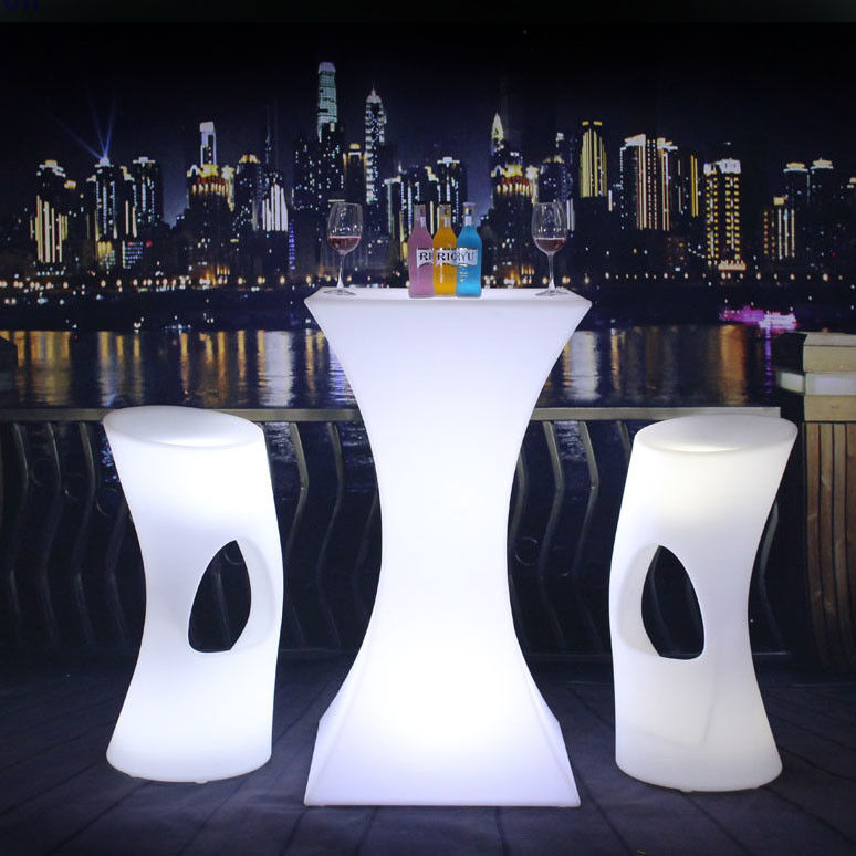 Nowoczesny design Square Set High Bar Cocktail biały PE plastikowy led bar light bar table